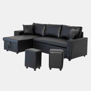 Sofá convertible TONY 3 plazas negro