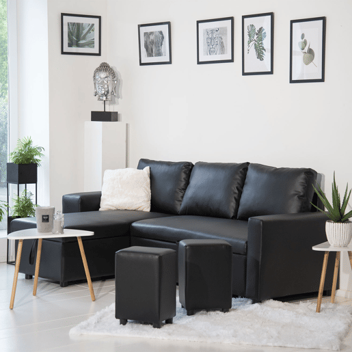 Sofá convertible TONY 3 plazas negro