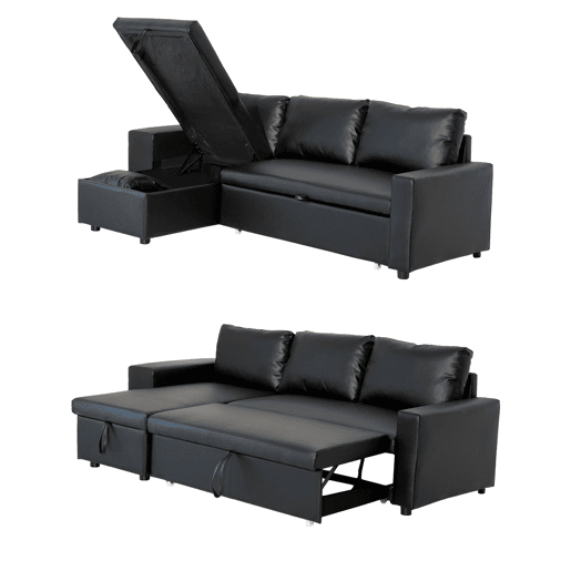 Sofá convertible TONY 3 plazas negro