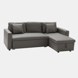 CLARK Sofá-cama de canto de 3 lugares em taupe