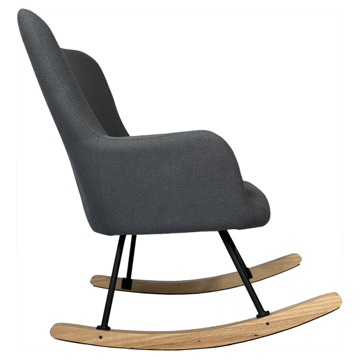 Silla mecedora de tejido bouclé de tela rizada gris KAIRA