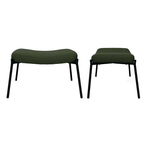 Sillón de tejido bouclé tela verde caqui con reposapiés EIRA