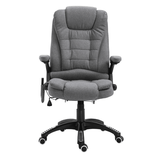 Vinsetto Cadeira de Massagem com 6 Pontos de Massagem Cadeira de Escritório Reclinável até 130° com Função de Aquecimento Altura Ajustável e Rodas para Estúdio 68x72x110-120 cm Cinza