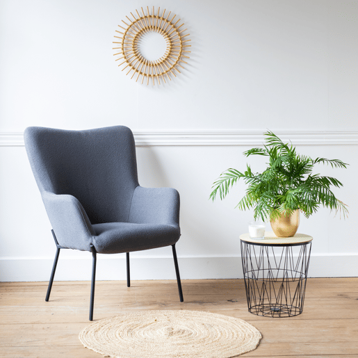Sillón en tejido bouclé gris EIRA Sillón en tejido bouclé gris EIRA
