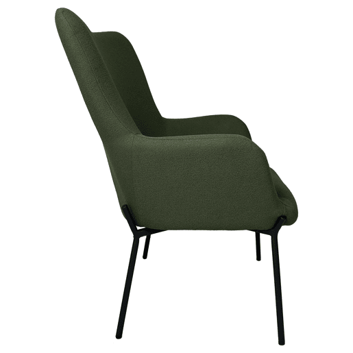 Sillón en tejido bouclé de tela verde caqui EIRA