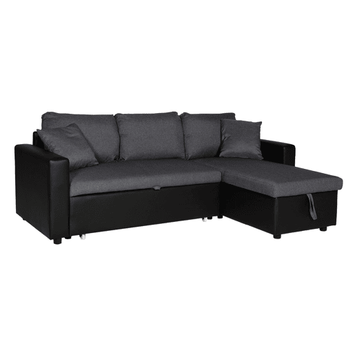 Sofá cama CLARK 3 plazas color gris chiné y color negro