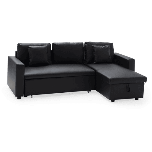 Sofá cama de polipiel 3 plazas color negro CLARK