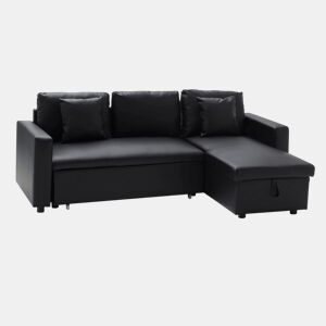 Sofá cama de polipiel 3 plazas color negro CLARK