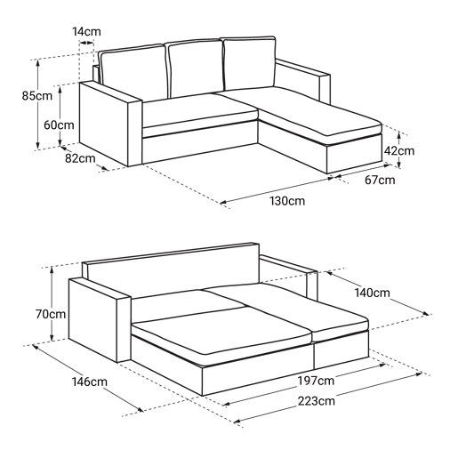 Sofá cama de polipiel 3 plazas color negro CLARK