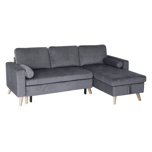 Sofá convertible JAMES 3 plazas en terciopelo gris