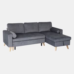 Sofá convertible JAMES 3 plazas en terciopelo gris