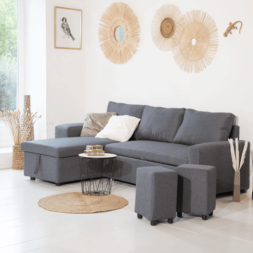 Sofá convertible TONY 3 plazas gris chiné Sofá convertible TONY 3 plazas gris chiné