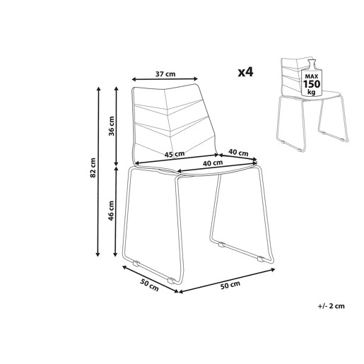 Conjunto de 4 cadeiras de jantar HARTLEY Cinzento escuro