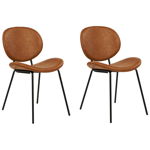 Conjunto de 2 cadeiras de jantar LUANA Pele sintética Castanho dourado