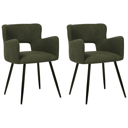 Conjunto de 2 cadeiras de jantar SANILAC Bouclé Verde escuro
