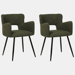 Conjunto de 2 cadeiras de jantar SANILAC Bouclé Verde escuro