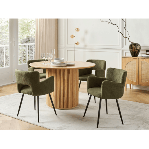 Conjunto de 2 cadeiras de jantar SANILAC Bouclé Verde escuro
