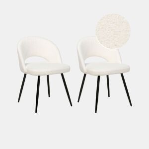 Conjunto de 2 cadeiras de jantar ONAGA II Bouclé Branco
