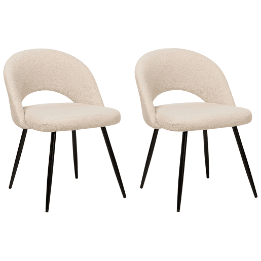 Conjunto de 2 cadeiras de jantar ONAGA Bouclé Creme Conjunto de 2 cadeiras de jantar ONAGA Bouclé Creme