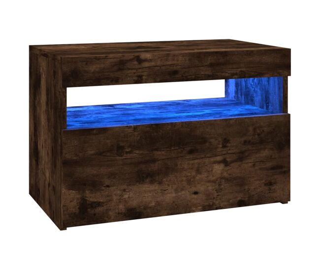 Mueble de tv con luces led color roble ahumado 60x35x40 cm