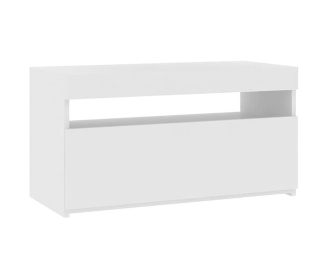 Mueble de tv con luces led blanco brillante 75x35x40 cm