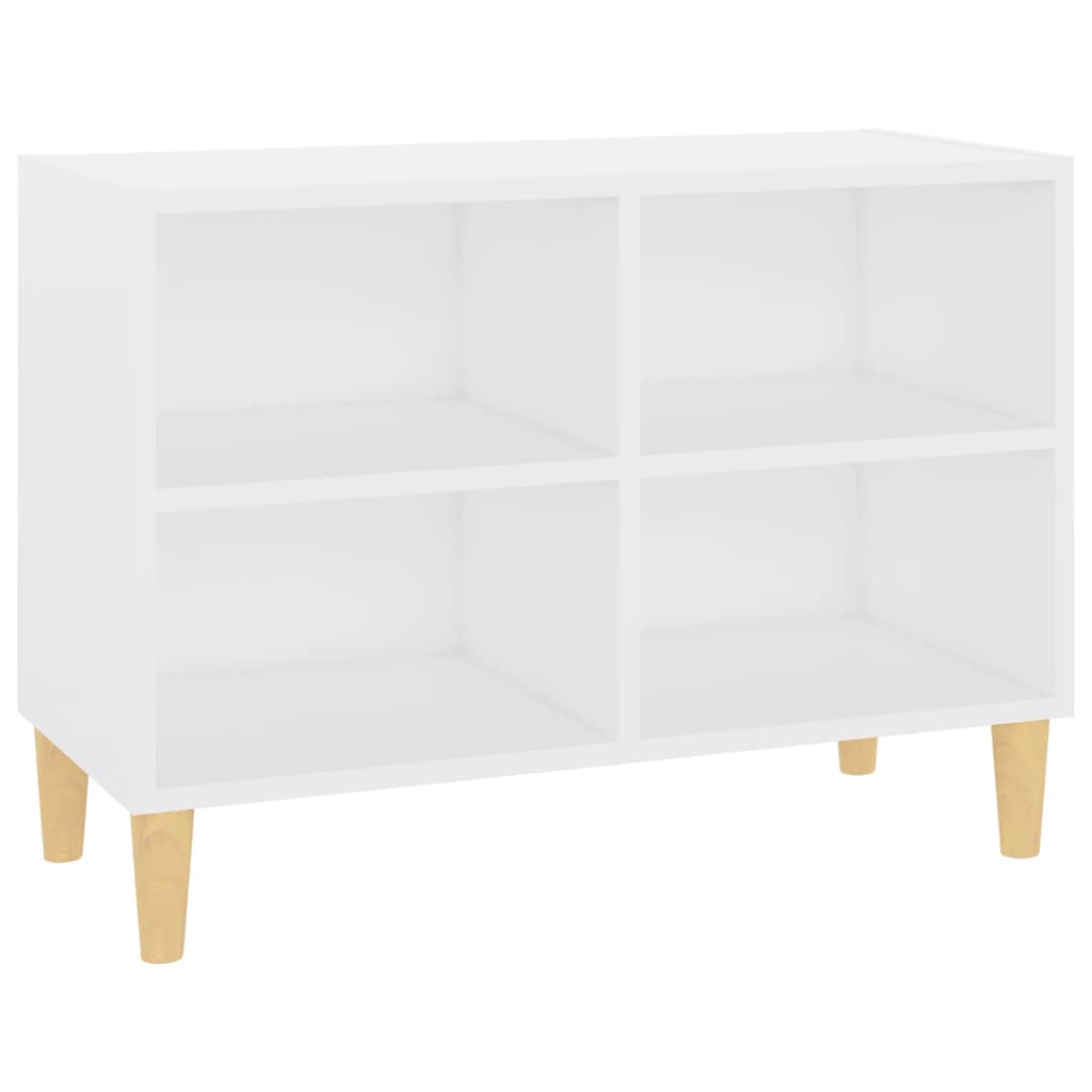 mueble de tv con patas de madera maciza blanco 695x30x50 cm