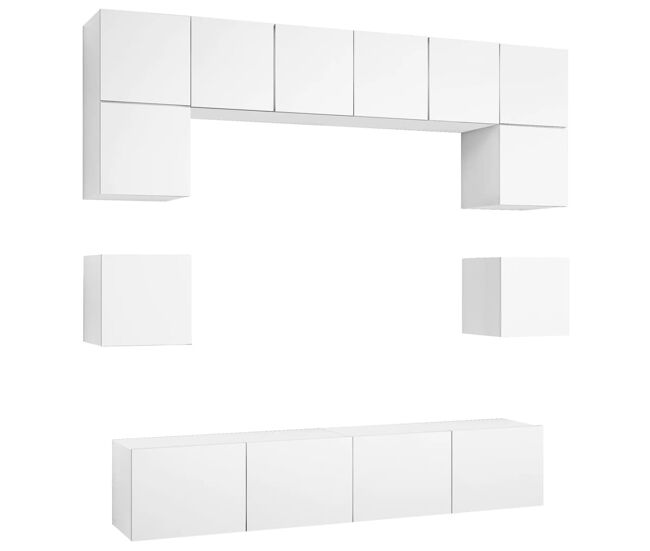Juego de mueble para tv de 8 piezas aglomerado blanco