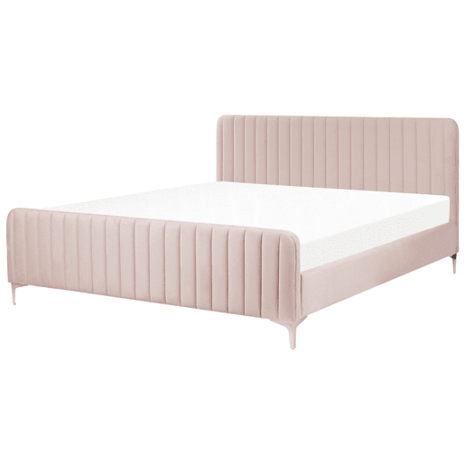 Cama Veludo LUNAN 180 x 200 cm Rosa pastel