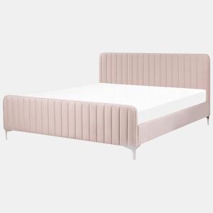 Cama Veludo LUNAN 180 x 200 cm Rosa pastel