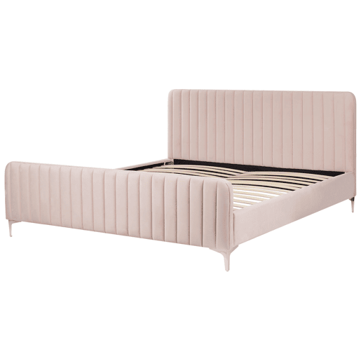 Cama Veludo LUNAN 180 x 200 cm Rosa pastel