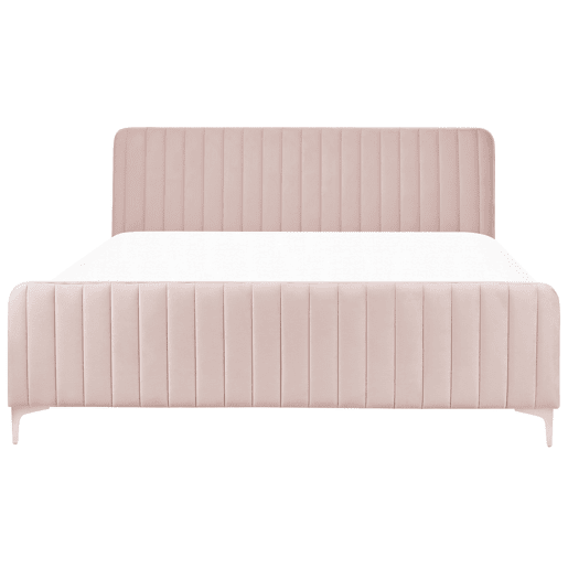 Cama Veludo LUNAN 180 x 200 cm Rosa pastel