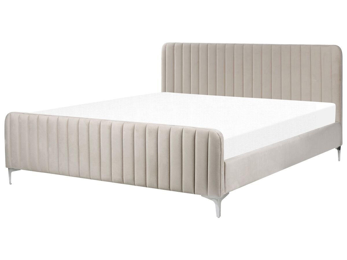 Beliani Cama Terciopelo LUNAN 186x215 Gris
