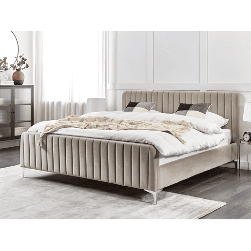 Cama Veludo LUNAN 180 x 200 cm Taupe