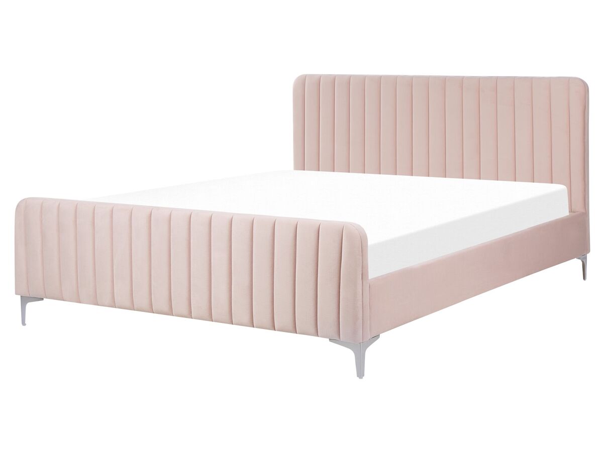 Beliani Cama Terciopelo LUNAN 166x215 Rosa Talco