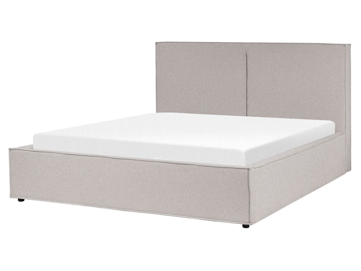 Beliani Cama con almacenaje Poliéster MOISSAC 177x224 Gris Claro