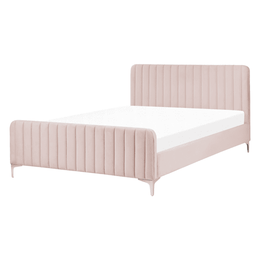 Cama Veludo LUNAN 140 x 200 cm Rosa pastel