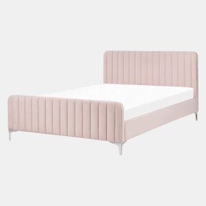 Cama Veludo LUNAN 140 x 200 cm Rosa pastel