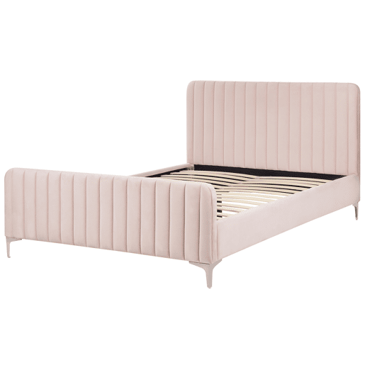 Cama Veludo LUNAN 140 x 200 cm Rosa pastel