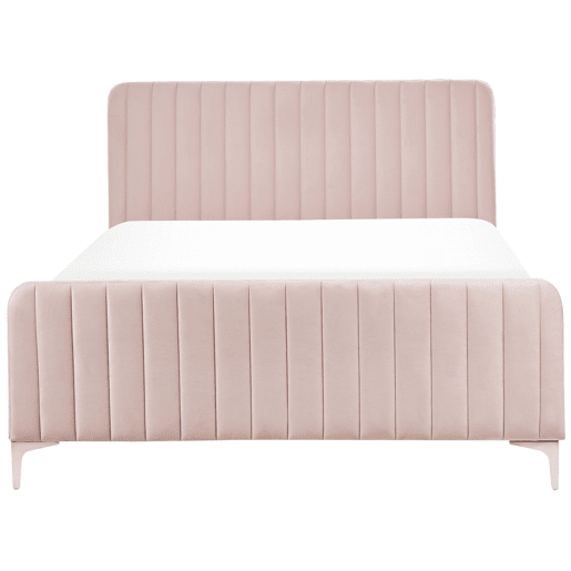 Cama Veludo LUNAN 140 x 200 cm Rosa pastel