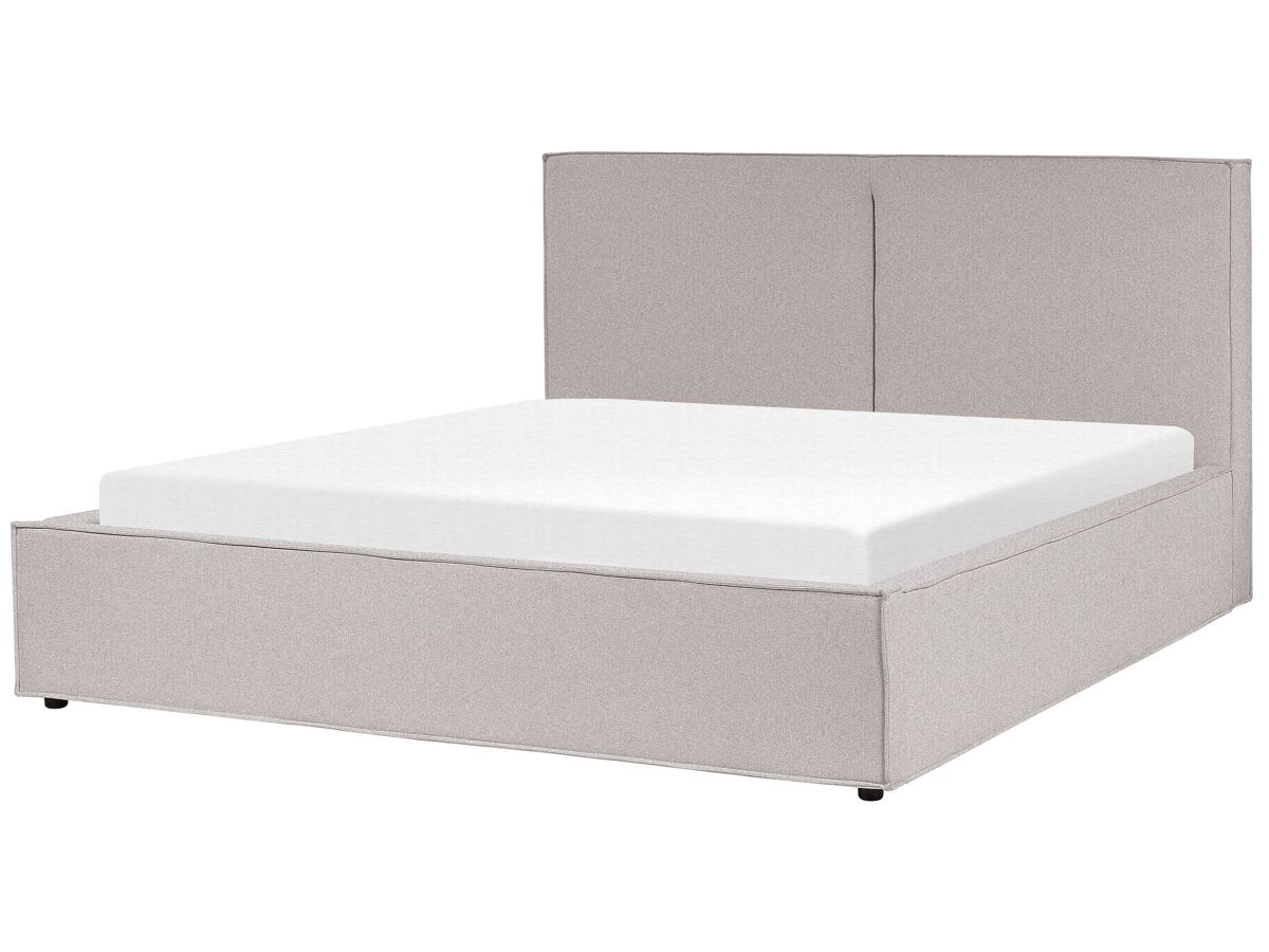 Beliani Cama con almacenaje Poliéster MOISSAC 197x224 Gris Claro
