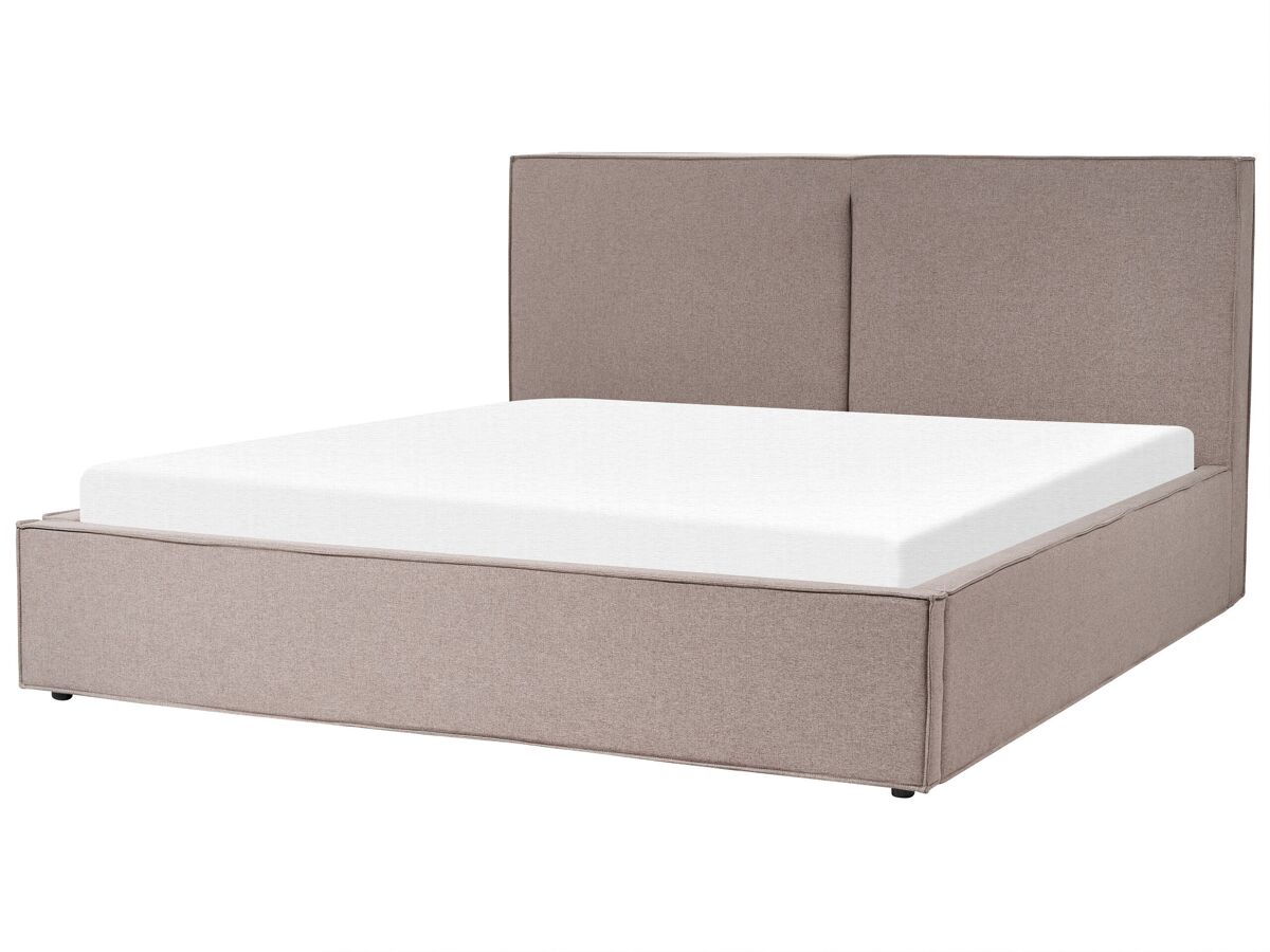 Beliani Cama con almacenaje Poliéster MOISSAC 197x224 Gris Oscuro