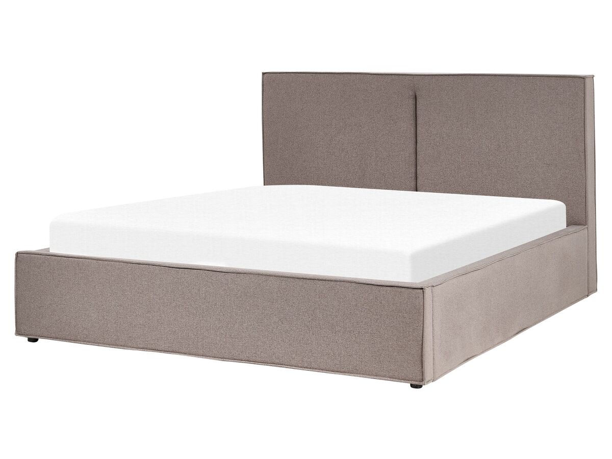 Beliani Cama con almacenaje Poliéster MOISSAC 177x224 Gris Oscuro
