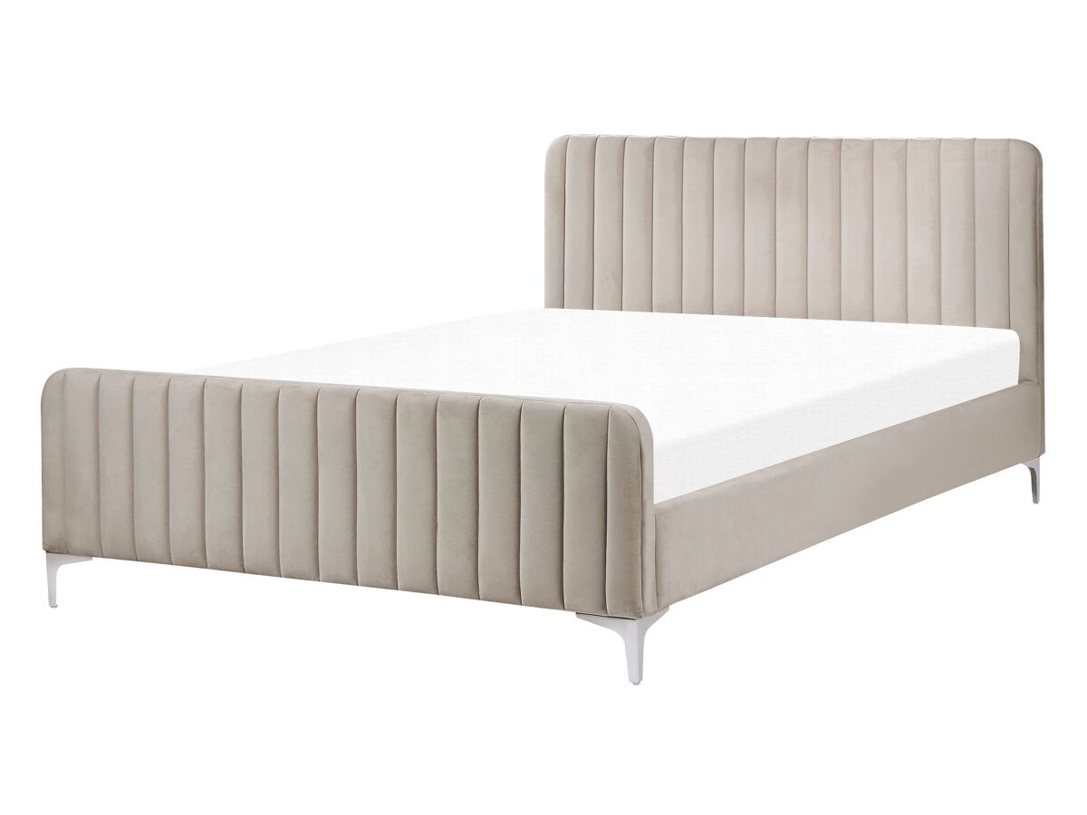 Beliani Cama Terciopelo LUNAN 146x215 Gris