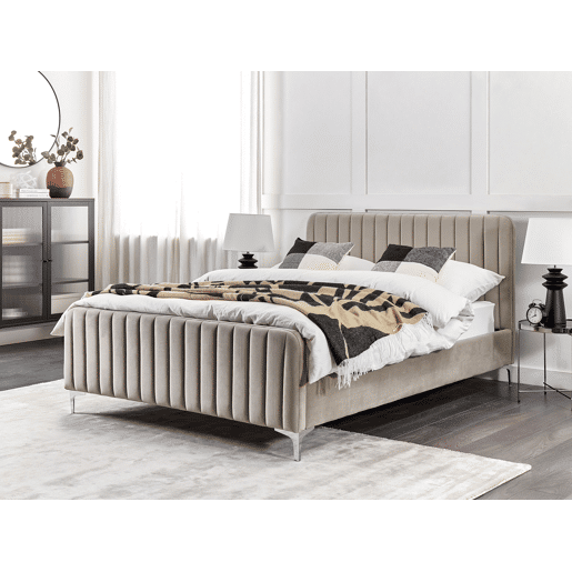 Cama Veludo LUNAN 140 x 200 cm Taupe