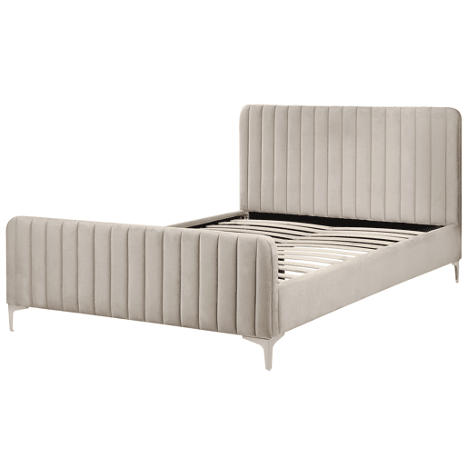 Cama Veludo LUNAN 140 x 200 cm Taupe