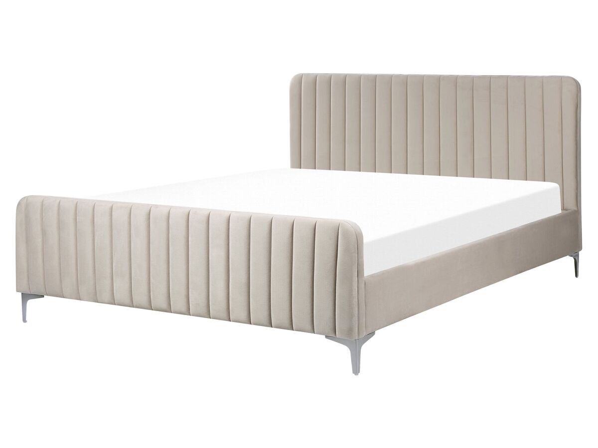 Beliani Cama Terciopelo LUNAN 166x215 Gris