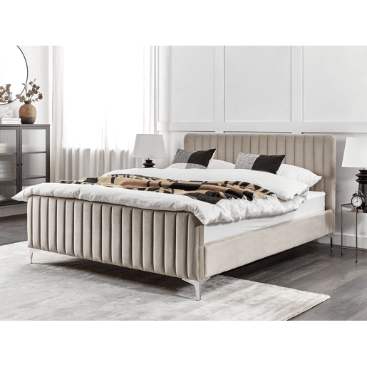Cama Veludo LUNAN 160 x 200 cm Taupe