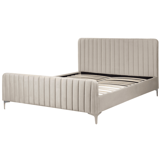 Cama Veludo LUNAN 160 x 200 cm Taupe