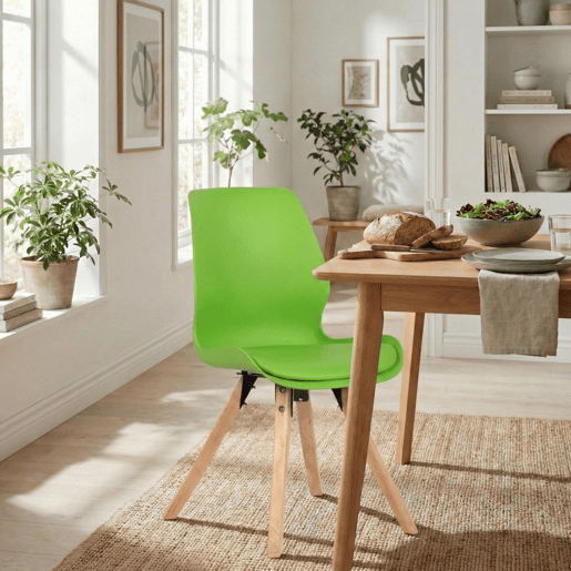 Silla de comedor Luna Plástico Verde 58X49X87.5 cm
