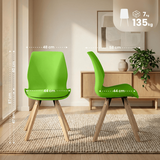 Silla de comedor Luna Plástico Verde 58X49X87.5 cm